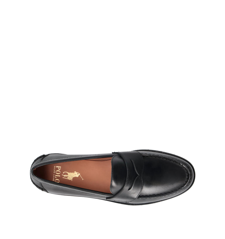RALPH LAUREN Mocassino uomo nero in pelle