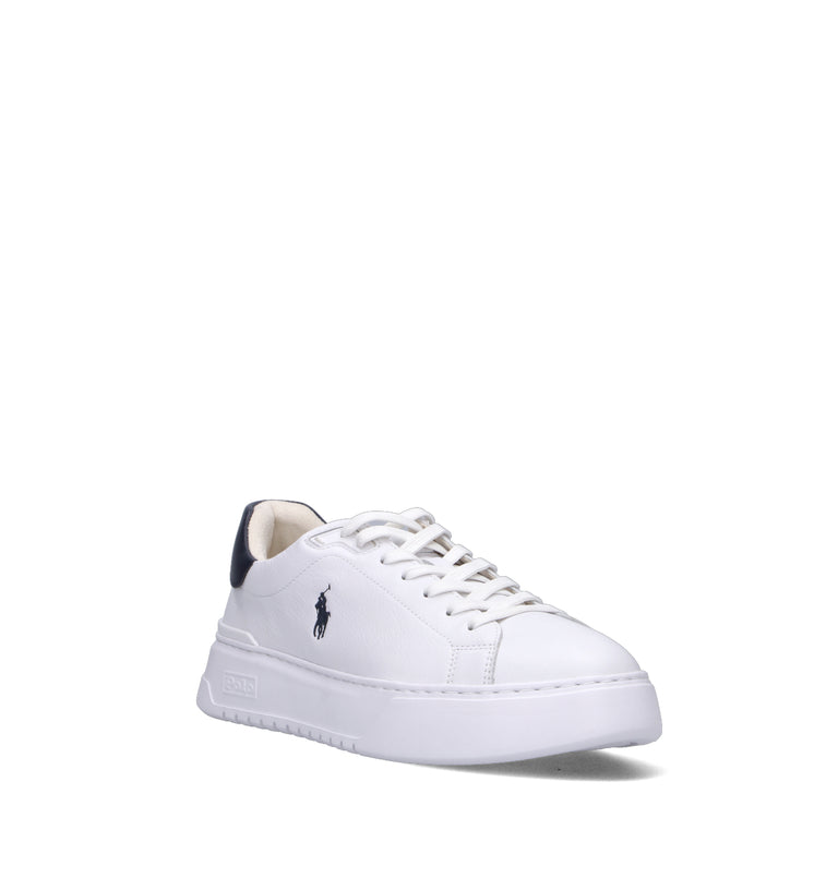 POLO SPORT Sneaker uomo bianca/blu in pelle