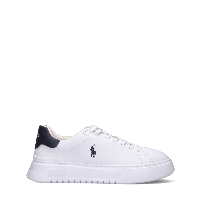 POLO SPORT Sneaker uomo bianca/blu in pelle