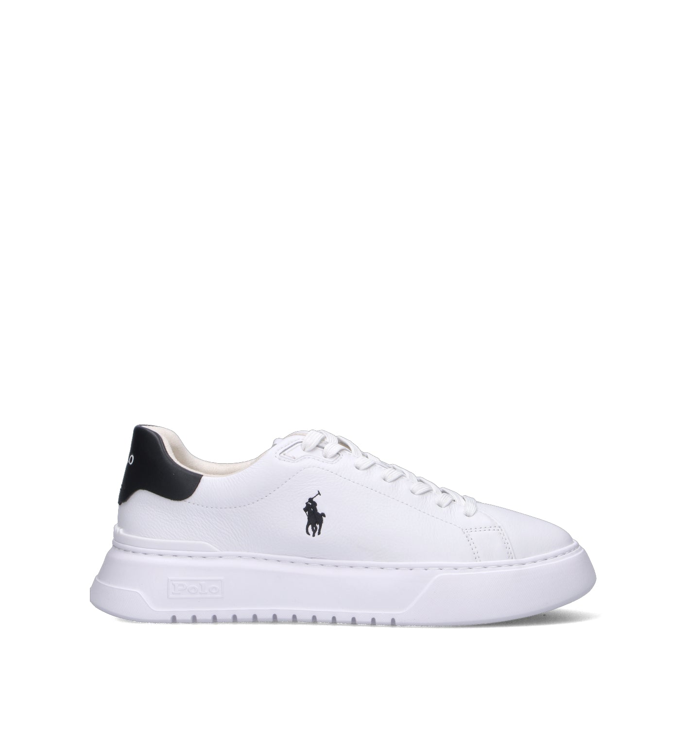 POLO SPORT Sneaker uomo bianca/nera in pelle
