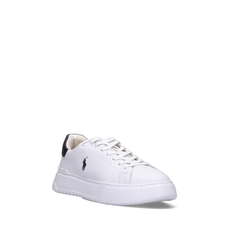 POLO SPORT Sneaker uomo bianca/nera in pelle