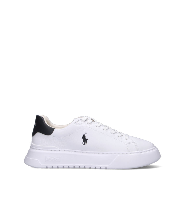 POLO SPORT Sneaker uomo bianca/nera in pelle