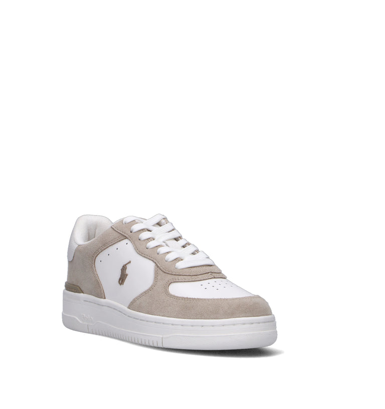 RALPH LAUREN Sneaker donna bianca/sabbia in pelle
