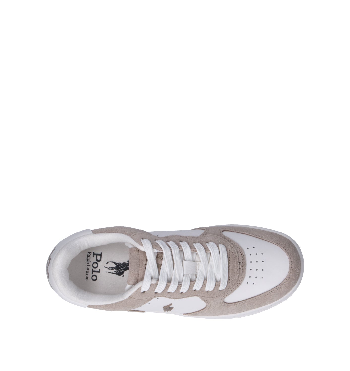 RALPH LAUREN Sneaker donna bianca/sabbia in pelle