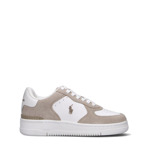 RALPH LAUREN Sneaker donna bianca/sabbia in pelle