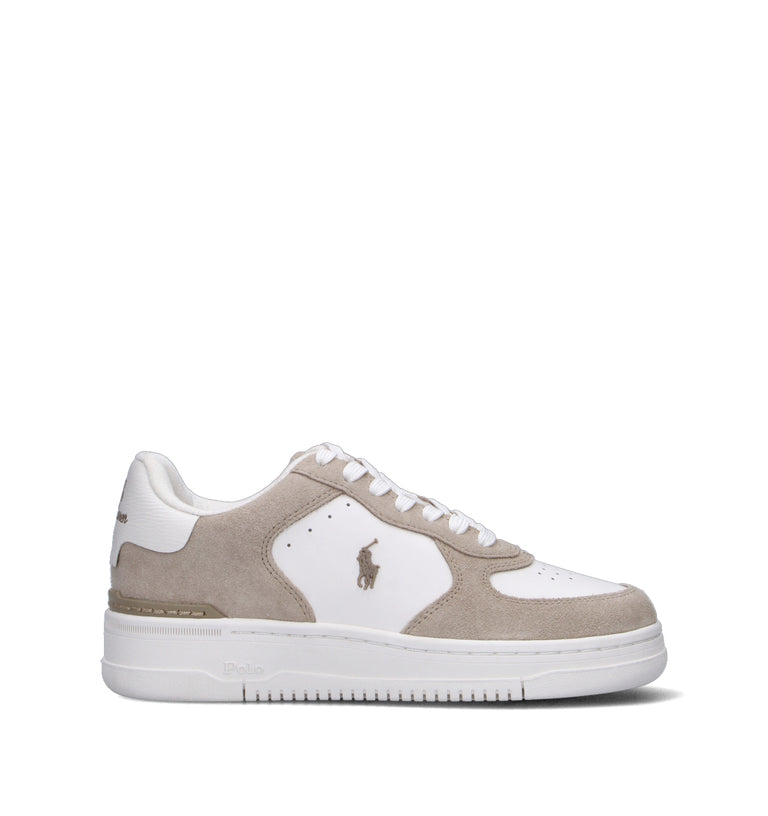 RALPH LAUREN Sneaker donna bianca/sabbia in pelle