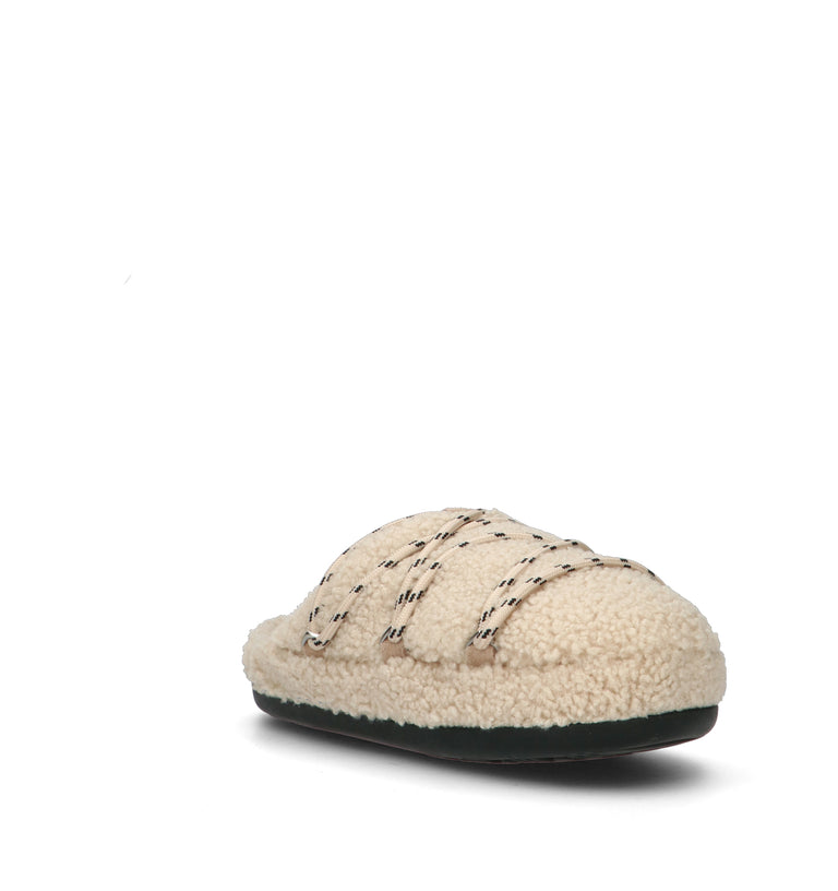 MOON BOOT TEDDY SLIPPER Sabot donna bianco