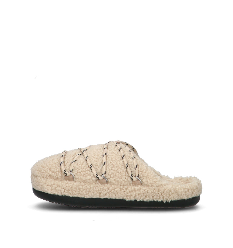 MOON BOOT TEDDY SLIPPER Sabot donna bianco