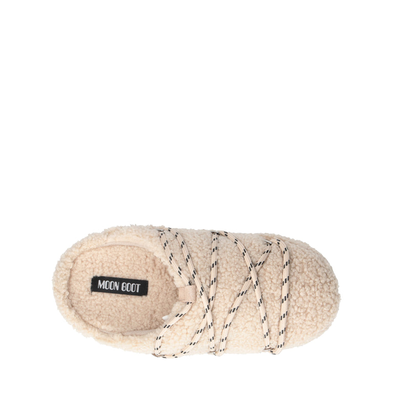 MOON BOOT TEDDY SLIPPER Sabot donna bianco