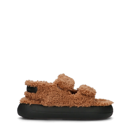 MOON BOOT SHEARLING SANDAL Sandalo donna marrone in pelliccia