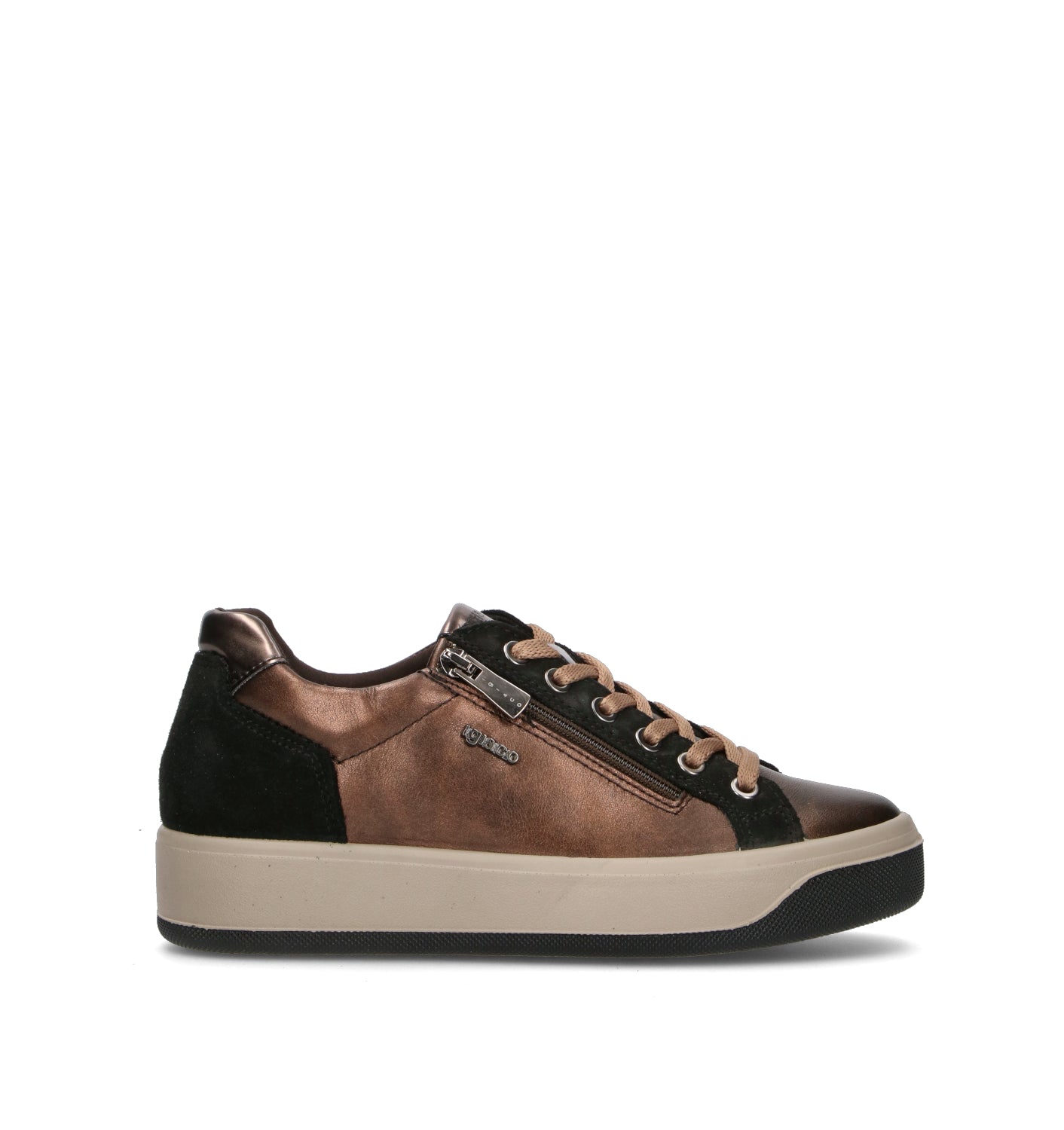 IGI&CO Sneaker donna nera/bronzo in pelle