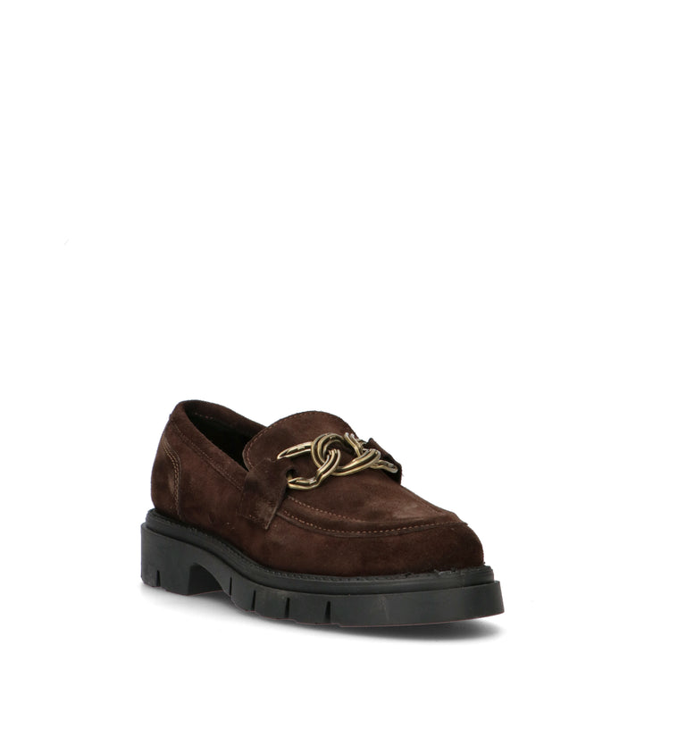 RABARBARO Mocassino donna marrone in suede