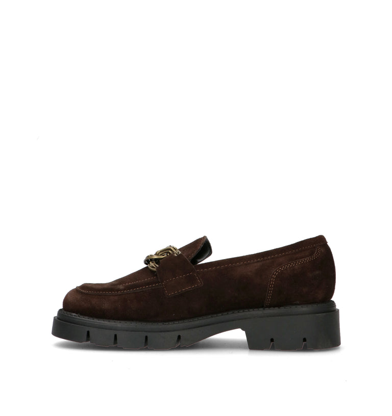 RABARBARO Mocassino donna marrone in suede