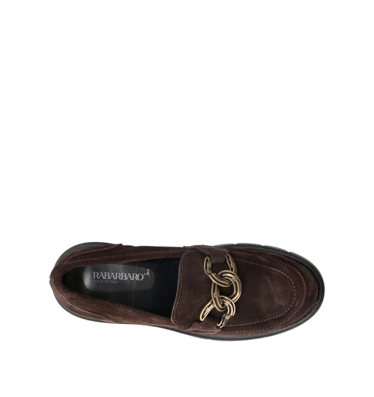RABARBARO Mocassino donna marrone in suede