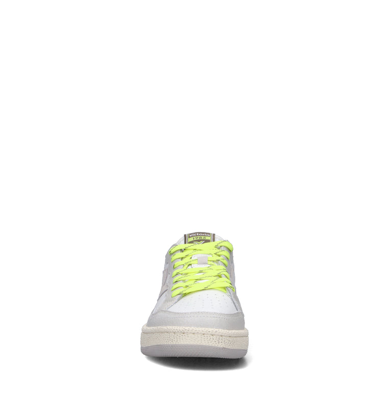 VICTORIA Sneaker uomo bianca/limone in pelle
