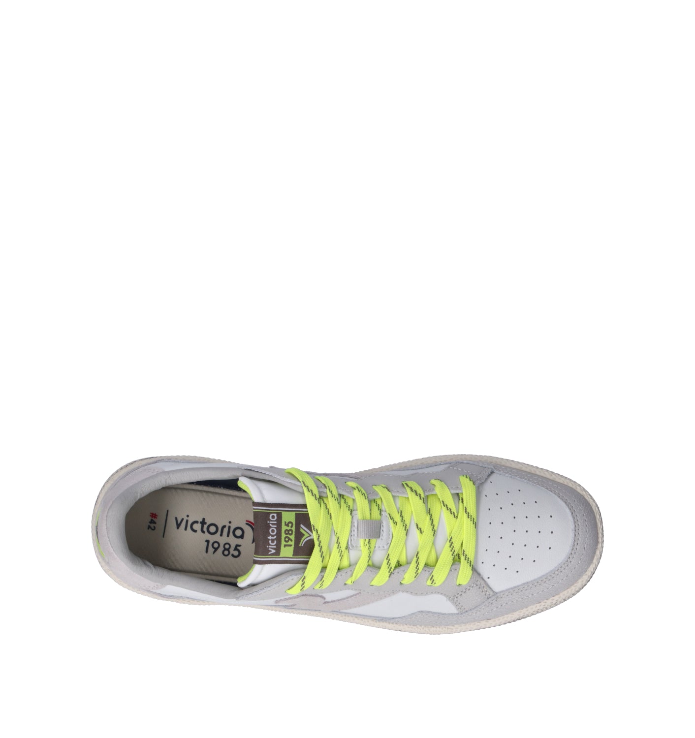 VICTORIA Sneaker uomo bianca/limone in pelle