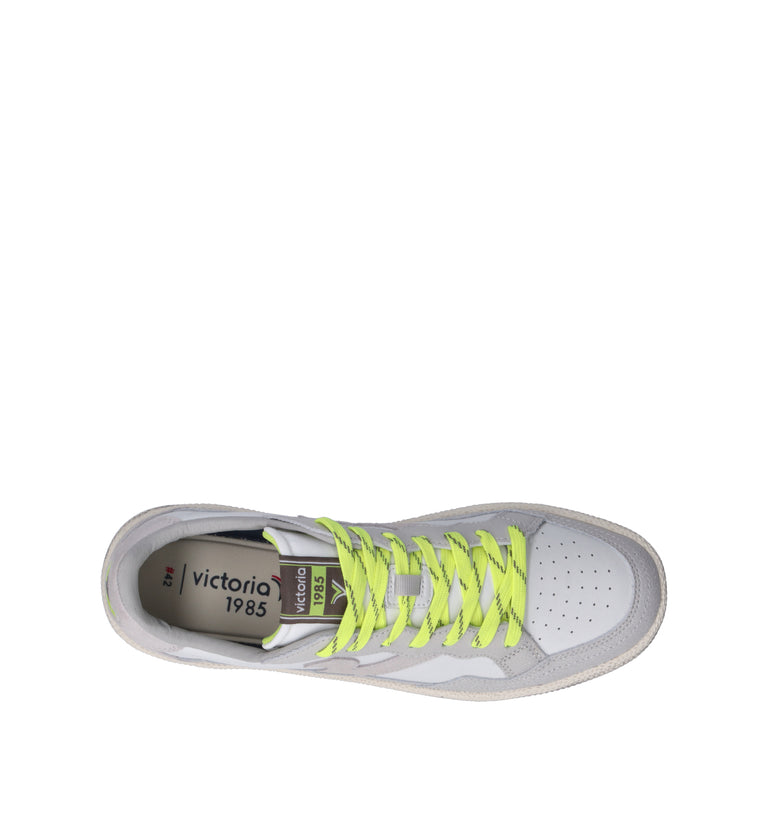 VICTORIA Sneaker uomo bianca/limone in pelle