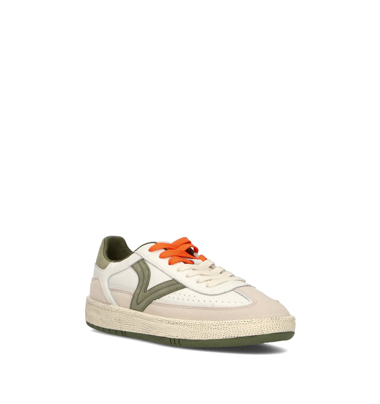 VICTORIA Sneaker uomo bianca/verde in pelle