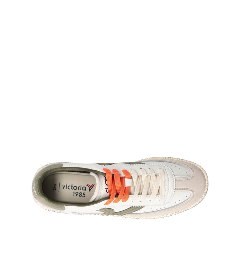 VICTORIA Sneaker uomo bianca/verde in pelle