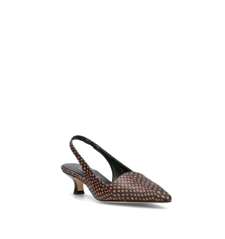 REBECCA VAN DIK Slingback donna nera/cuoio