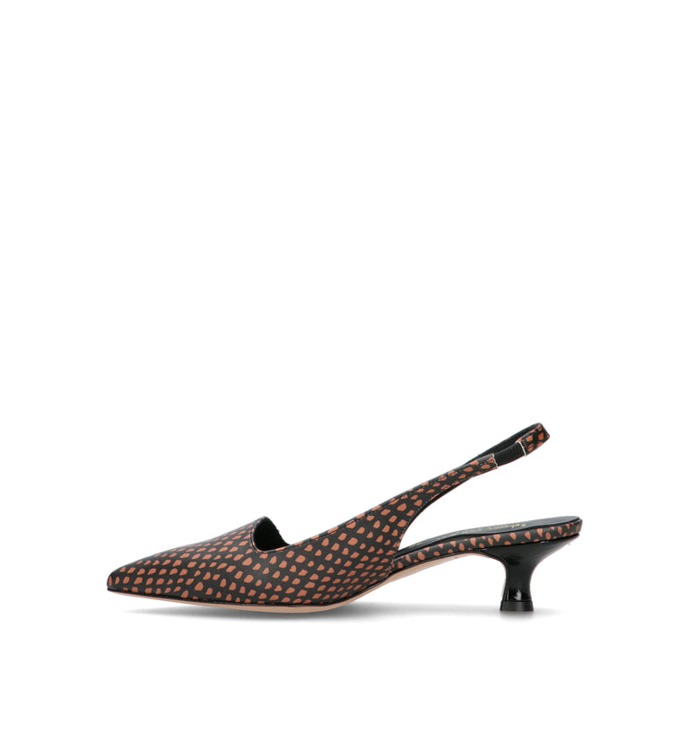 REBECCA VAN DIK Slingback donna nera/cuoio