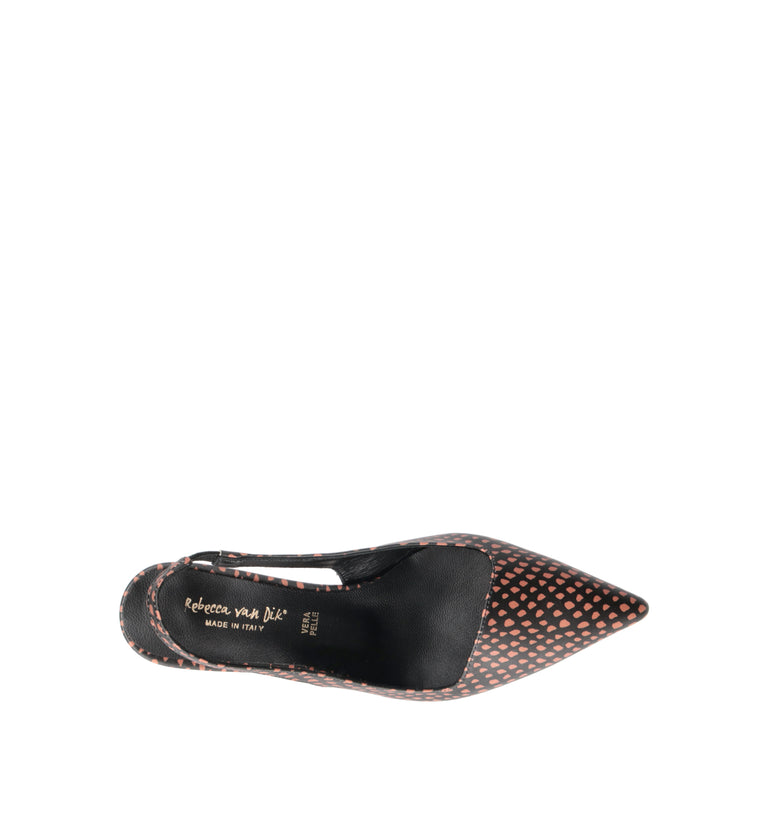 REBECCA VAN DIK Slingback donna nera/cuoio