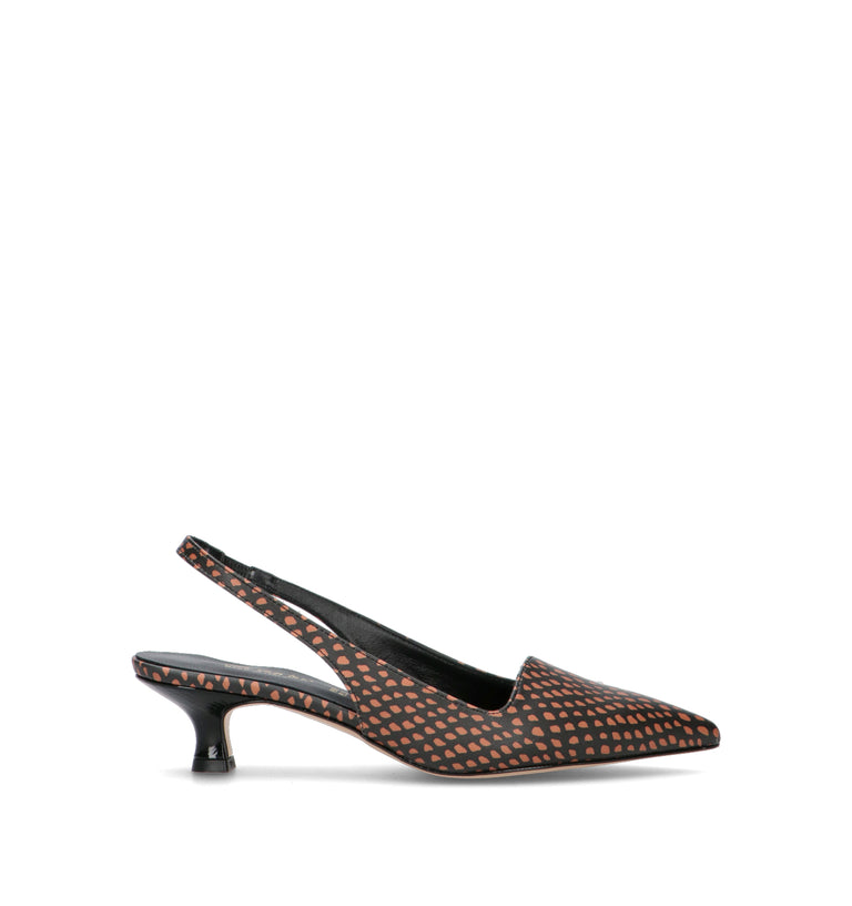 REBECCA VAN DIK Slingback donna nera/cuoio