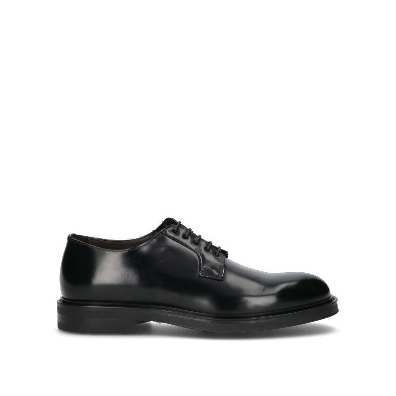GREEN GEORGE Stringata uomo nera in pelle