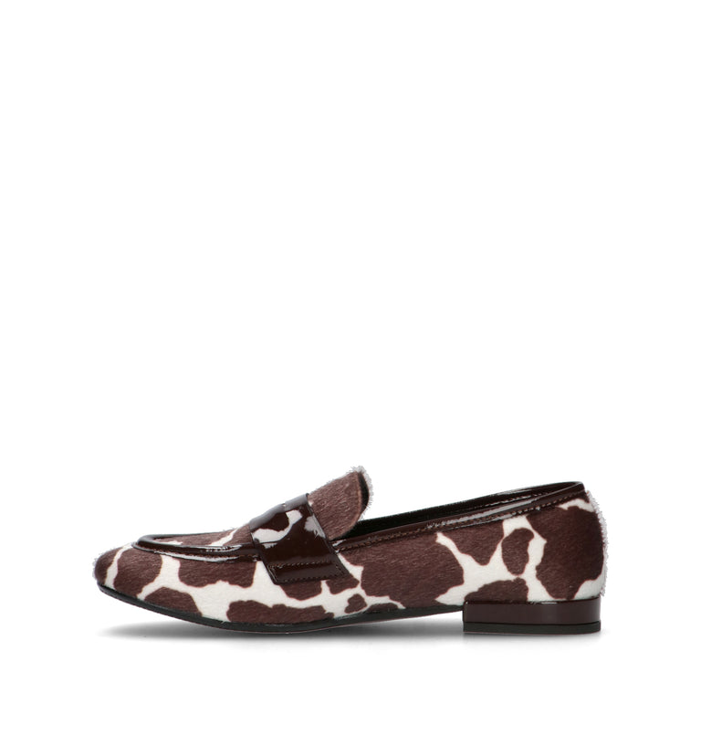 REBECCA VAN DIKM Mocassino donna bianco/marrone in cavallino