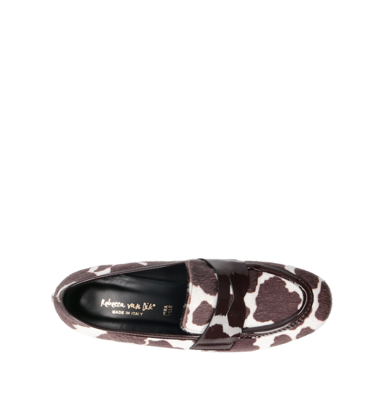 REBECCA VAN DIKM Mocassino donna bianco/marrone in cavallino