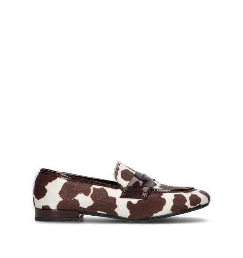 REBECCA VAN DIKM Mocassino donna bianco/marrone in cavallino
