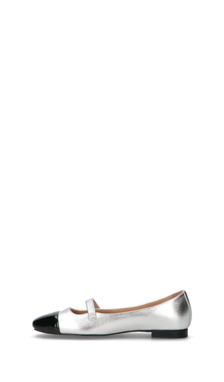 FRAU Ballerina donna argento/nera in pelle