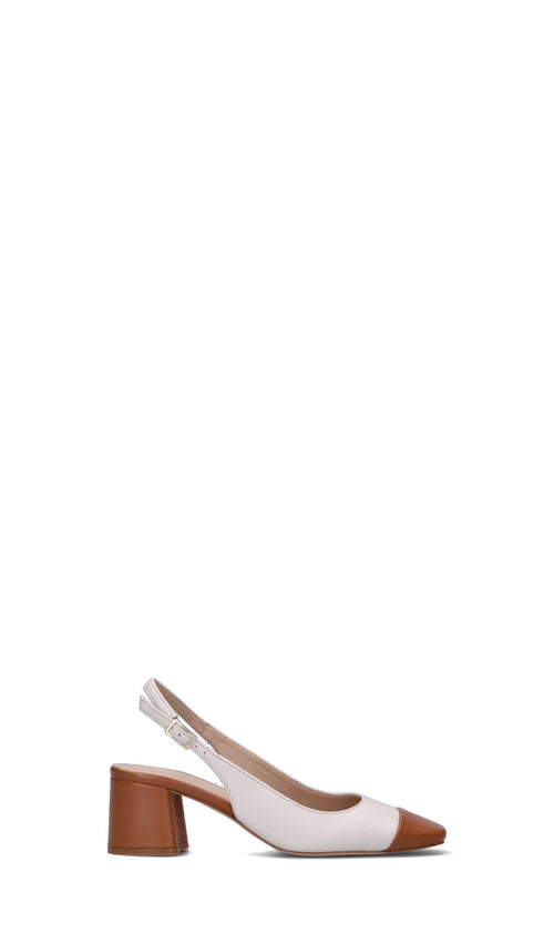 FRAU Slingback donna bianca/marrone in pelle