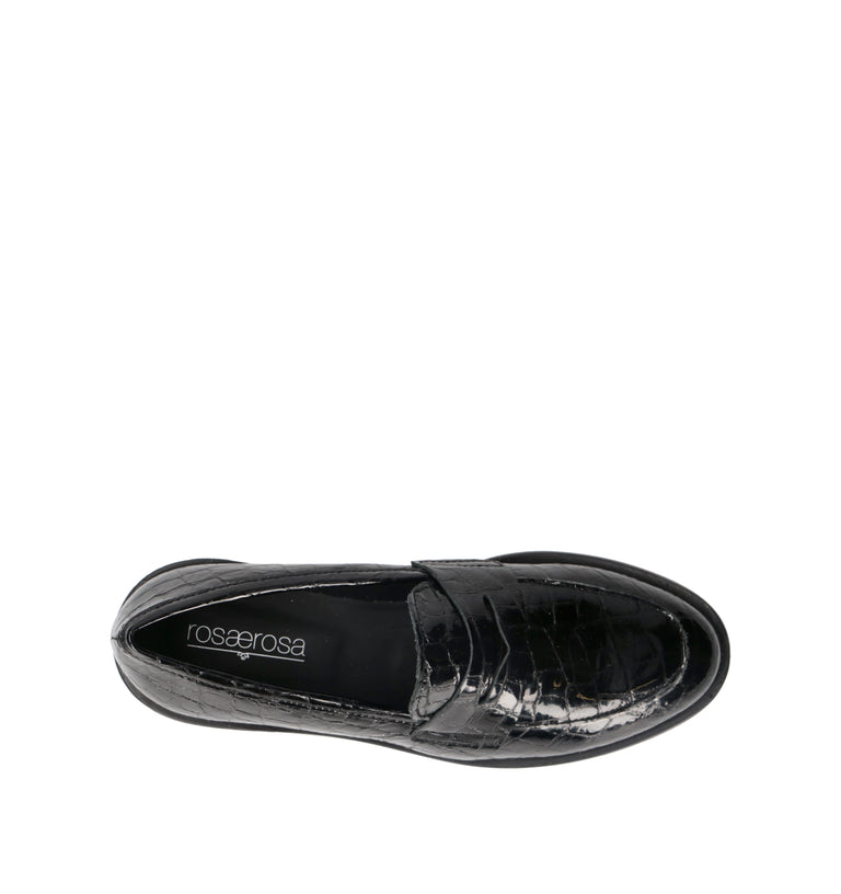 ROSA E ROSA Mocassino donna nero in pelle