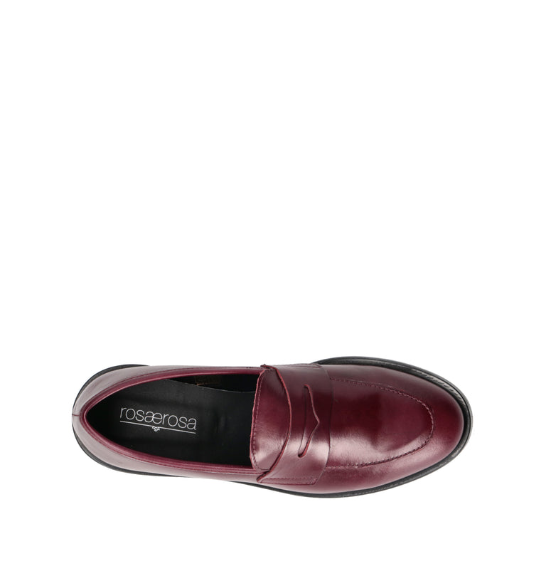 ROSA E ROSA Mocassino donna bordeaux in pelle