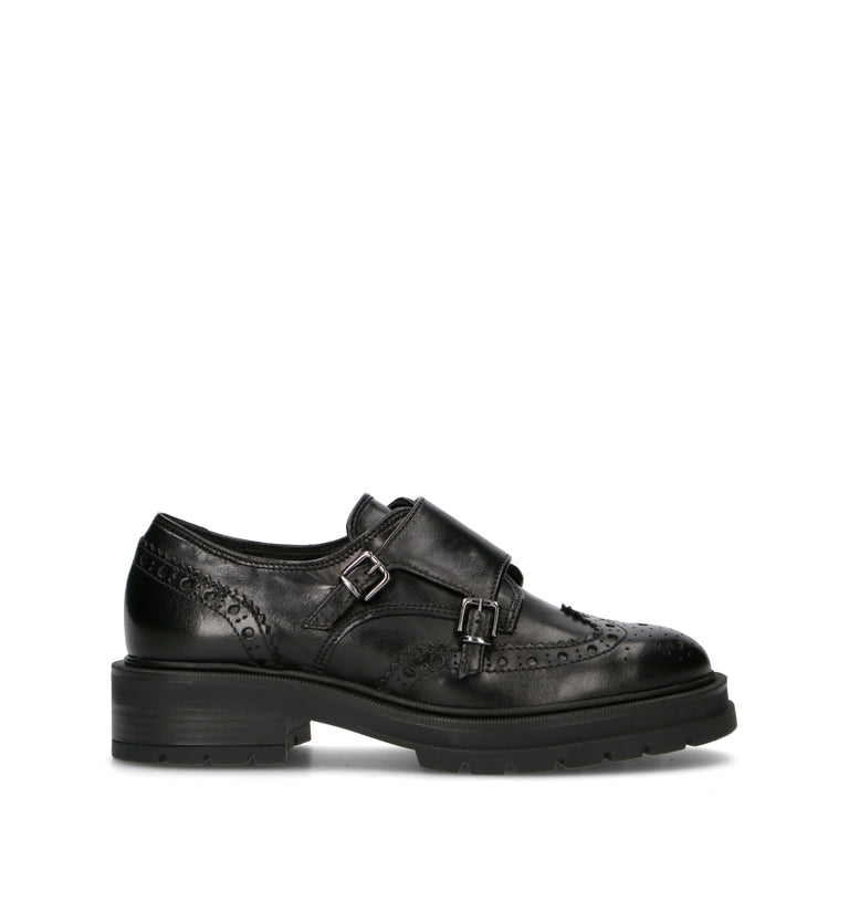CARMENS Stringata donna nera in pelle