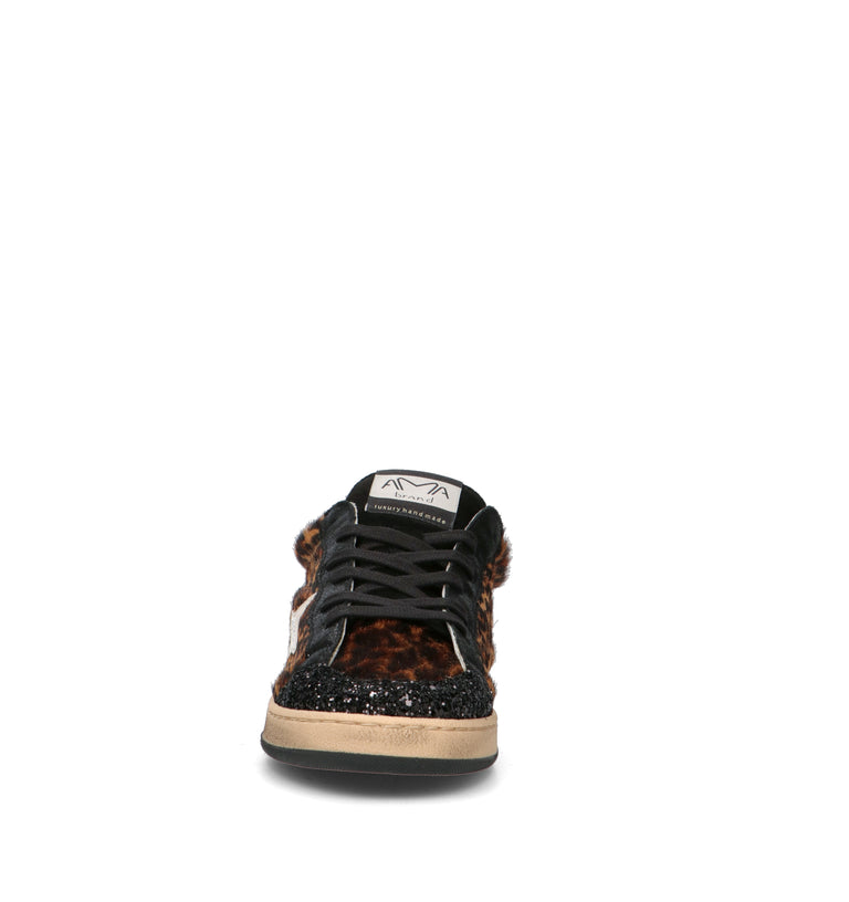 AMA-BRAND Sneaker donna nera/maculata in cavallino