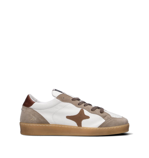 AMA-BRAND Sneaker uomo bianca/taupe in pelle