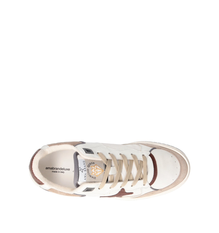 AMA-BRAND Sneaker uomo bianca in pelle