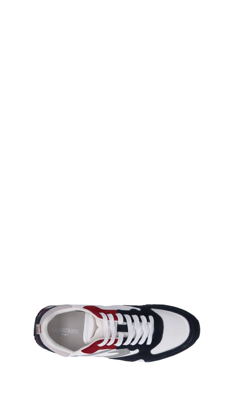 ALBERTO GUARDIANI Sneaker uomo bianca/blu/grigia/rossa in suede
