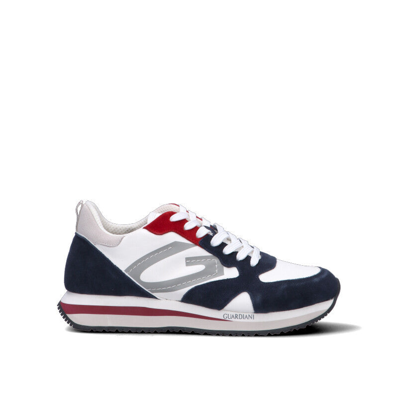 ALBERTO GUARDIANI Sneaker uomo bianca/blu/grigia/rossa in suede