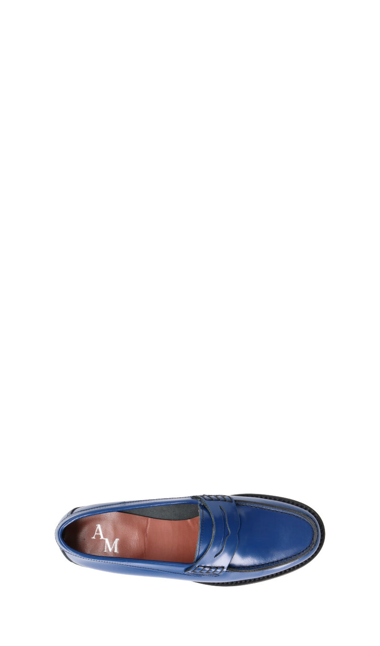 ANTICO MASTRO Mocassino donna blu in pelle
