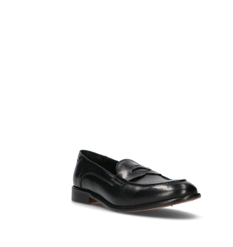 ANTICO MASTRO Mocassino uomo nero in pelle