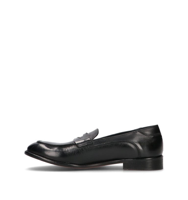ANTICO MASTRO Mocassino uomo nero in pelle