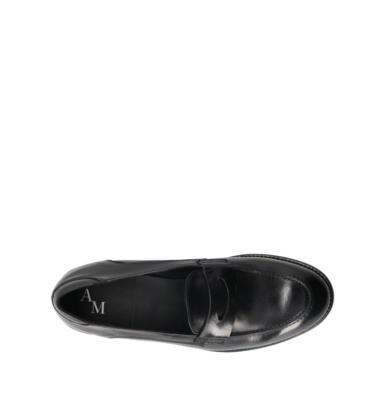 ANTICO MASTRO Mocassino uomo nero in pelle