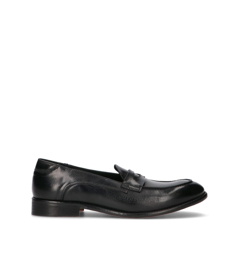 ANTICO MASTRO Mocassino uomo nero in pelle