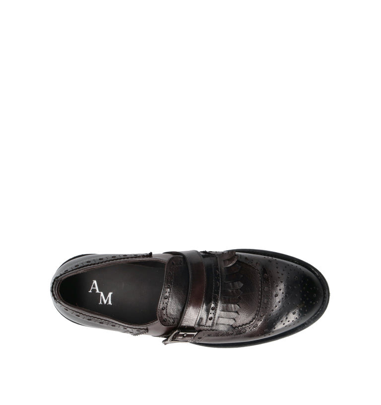 ANTICO MASTRO Stringata uomo testa di moro in pelle