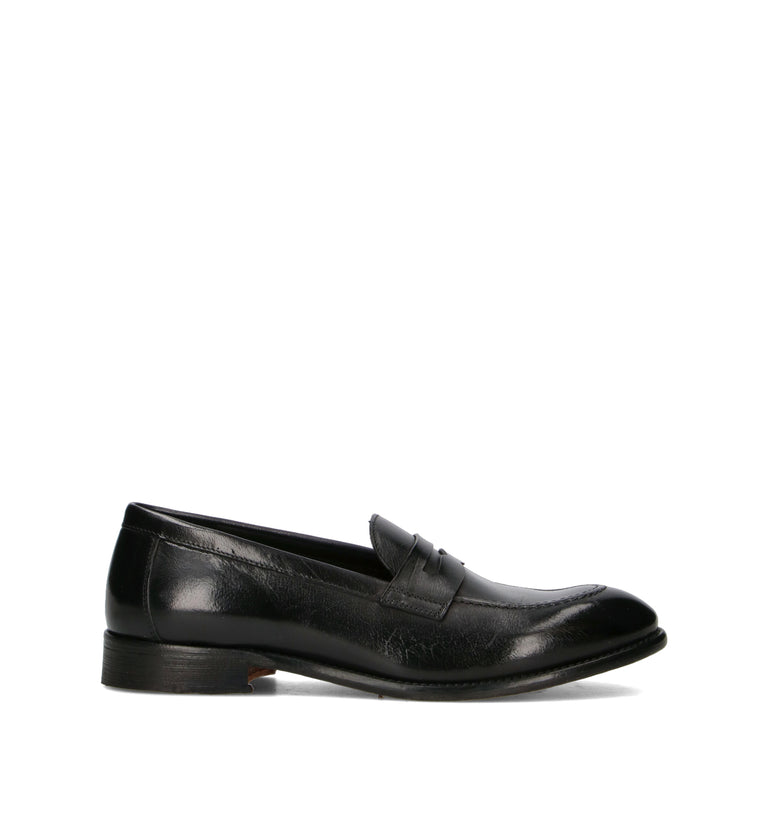 ANTICO MASTRO Mocassino uomo nero in pelle