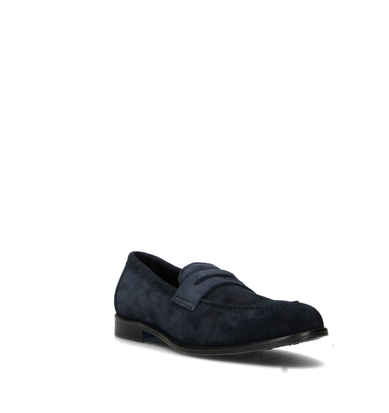 ANTICO MASTRO Mocassino uomo blu in suede