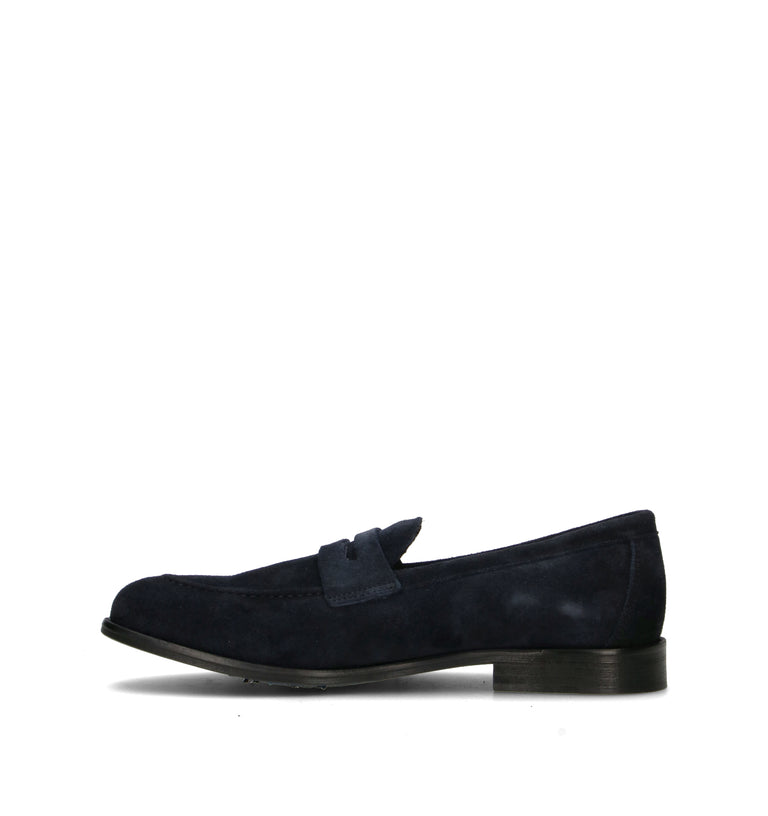 ANTICO MASTRO Mocassino uomo blu in suede
